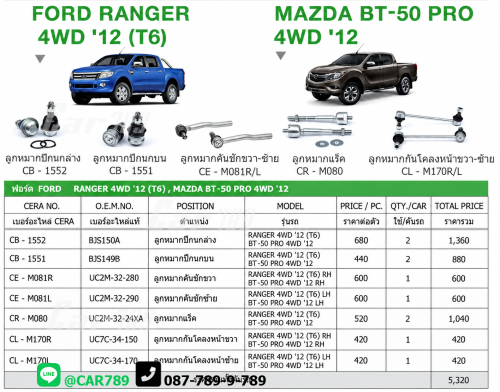 ลูกหมากBT50 PRO RANGER T6 4WD