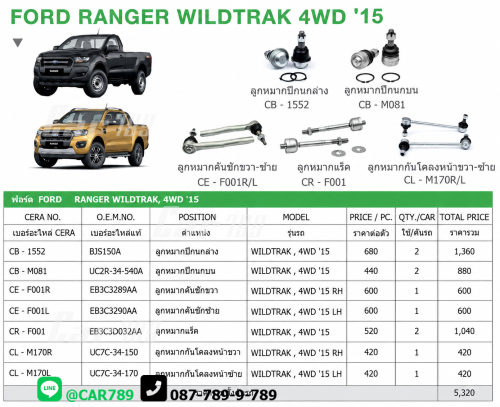 ลูกหมากBT50 PRO RANGER T6 4WD 
